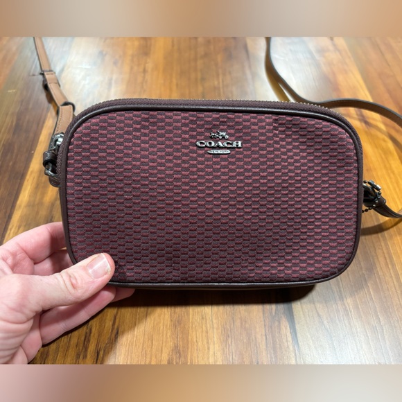 The COACH LEGACY Jacquard/Leather Pouch Crossbody Purse - Picture 6 of 11